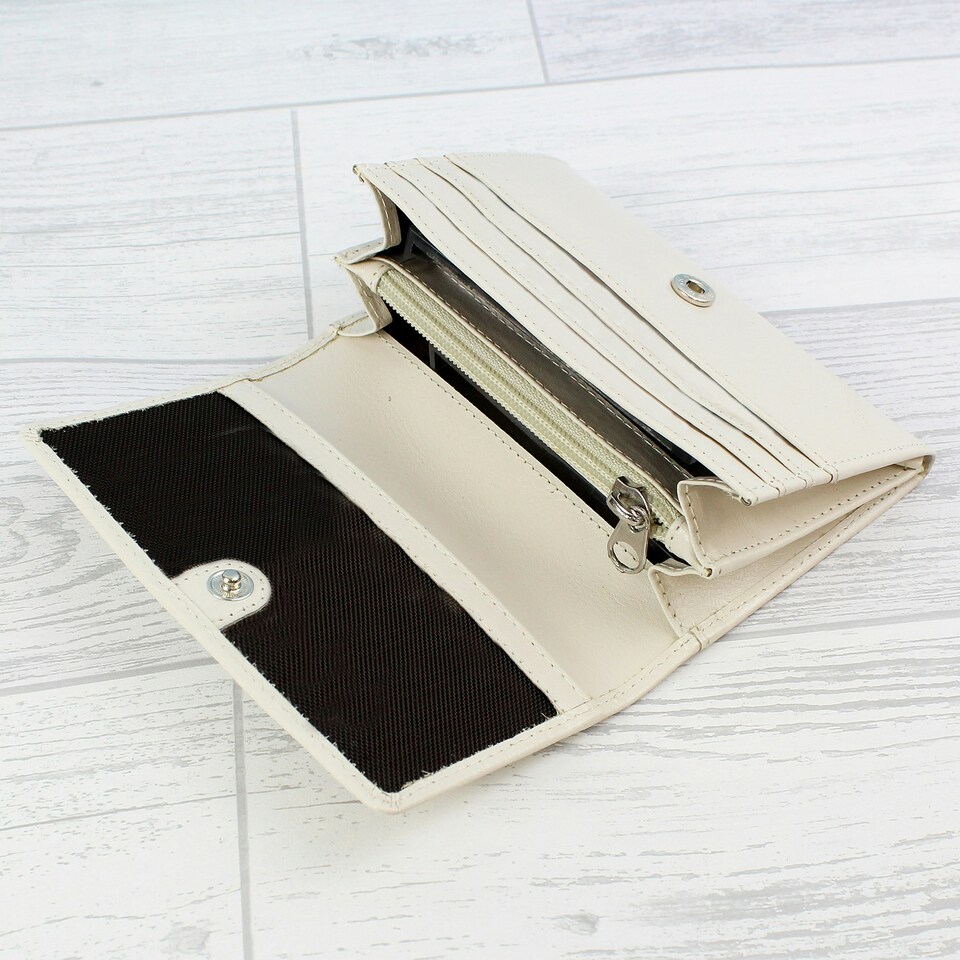 image 1 of Personalised Cream Leather Purse Cream
