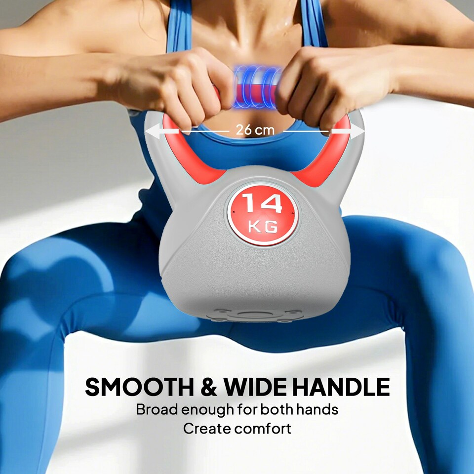 image 1 of SPORTNOW Kettle Bell with Handle for Home Gym | Red | 14
