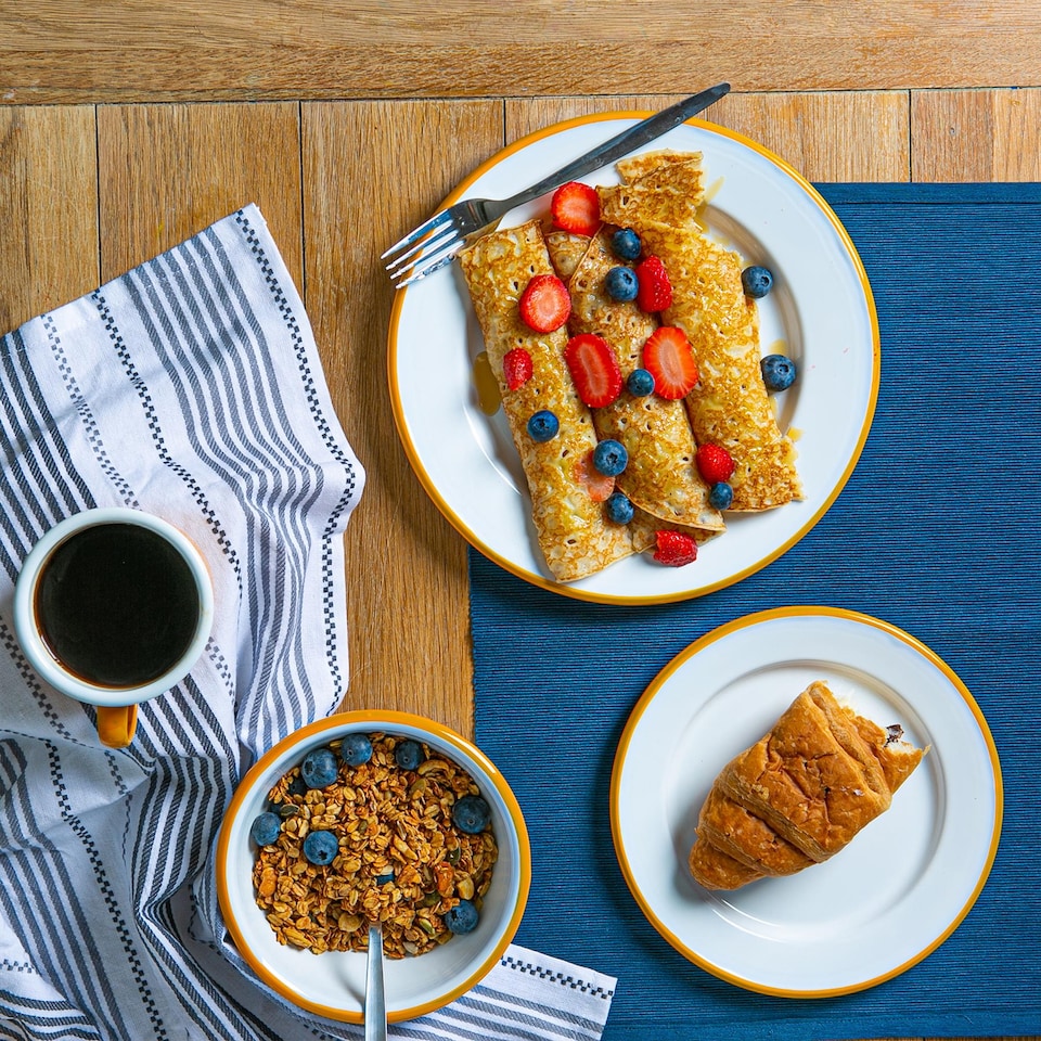 image 1 of Argon Tableware White Enamel Dinner Plates - 25.5cm - Yellow - Pack of 6 | Yellow | Yellow