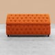 image 2 of 90cm Riga Ottoman Storage Box with Wooden Legs, Burnt Orange Velvet Upholstered Chesterfield Storage Ottoman Box