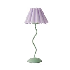 ValueLights Wiggle Lilac Pleated Scallop Shade Moss Green Metal Table Lamp and Bulb
