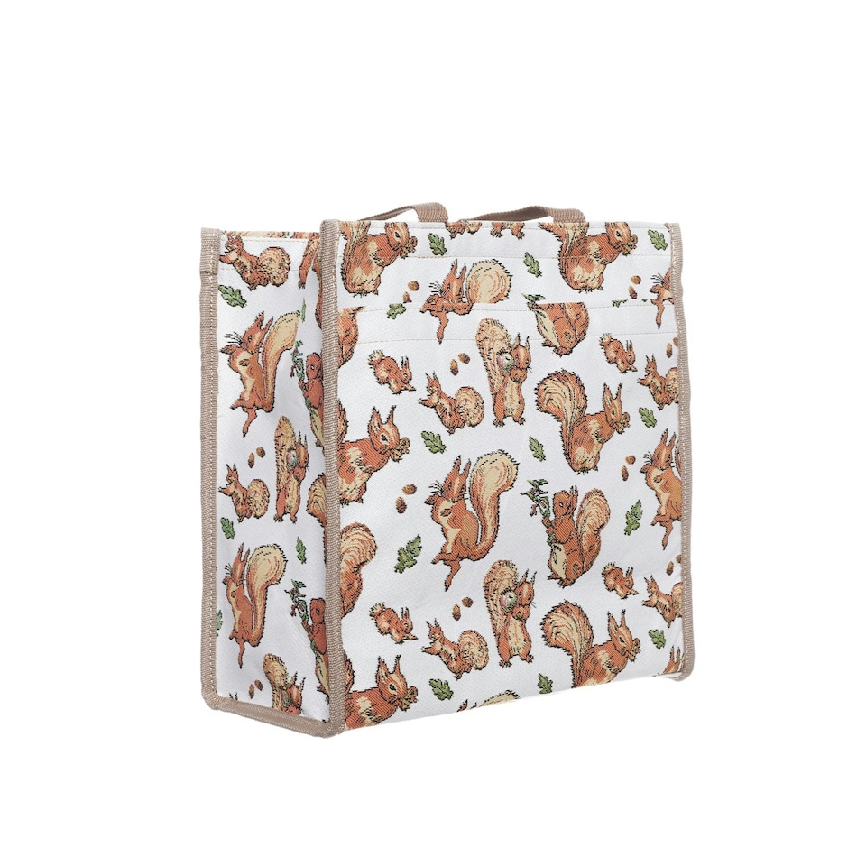 image 1 of Signare Shopper Grocery Bag - Peter Rabbit Squirrel Nutkin Brown | Beige