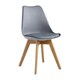image 1 of Single Scandinavian Dining Chair with Leather Cushions Solid Wood Legs Grey