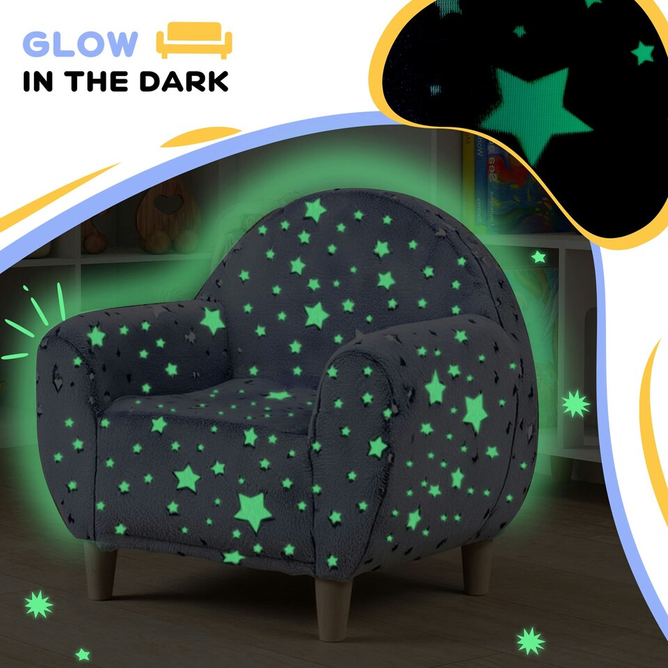 image 1 of AIYAPLAY Kids Armchair, Glow in the Dark Chair for Bedroom 