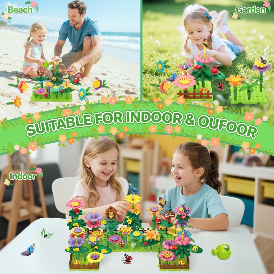 image 1 of 191 PCS Flower Garden Building Toys for Girls STEM DIY Construction Playset for Kids