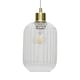 image 3 of First Choice Lighting Set of 2 Batley Clear Ribbed Glass with Satin Brass Pendant Fittings Bronze | Clear