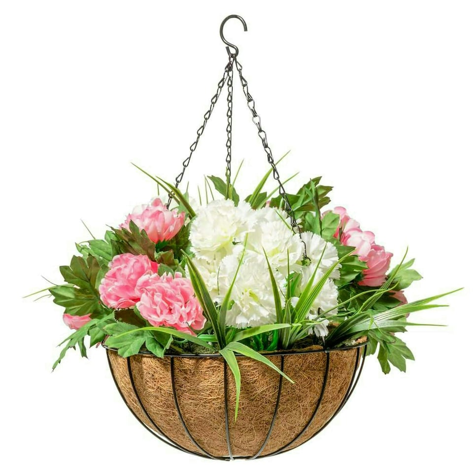 image 1 of Primrose Wire Hanging Basket Plant Pot Planter with Coco Liner 30cm
