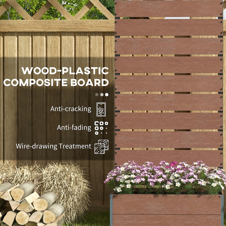 image 1 of Outsunny Raised Garden Bed with Trellis and Drainage Hole, Planter Box Grey