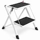 image 1 of Folding Portable 2 Step Stool Non Slip Tread Safety Steel Stepladder | White