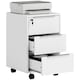 image 1 of HOMCOM 3-Drawer Lockable Filing Cabinet, File Cabinet on Wheels, Mobile Office Storage Drawers for Home Office, Bedroom and Living Room, White | White | White