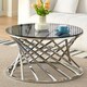 image 2 of Round Metal Coffee Table With Tinted Glass  In Silver