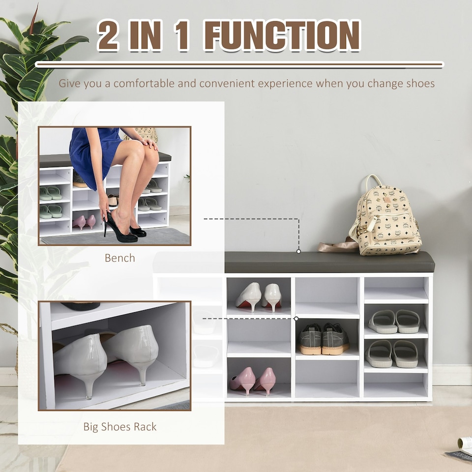 image 1 of Multi-Storage Shoe Rack w/ 14 Compartments Cushion Moving Shelves for Home Yellow