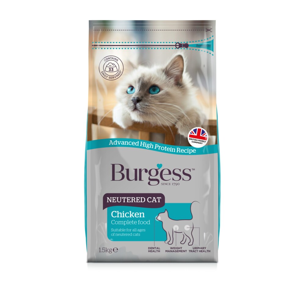 image 1 of Burgess Neutered Cat Food With Chicken - 1.5KG