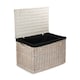 image 1 of Large White Wash Storage Hamper With Black Lining Wicker Basket | Black | Black