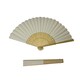 image 3 of Rice White Paper Foldable Hand Held Bamboo Wooden Fan by Parev