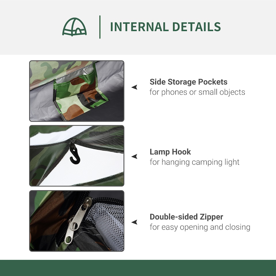 image 1 of Outsunny Camping Tent for 2 Person Dome Tent with Storage Pocket Multicoloured