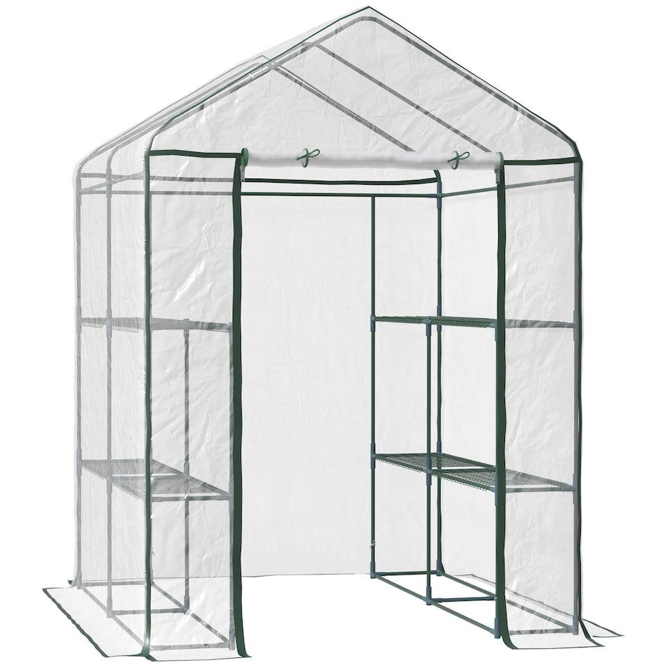 image 1 of Outsunny Walk In Greenhouse Garden Clear PVC Frame Shelves Reinforced Plant Grow