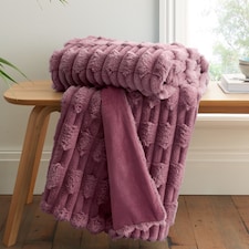 Bianca So Soft Carved Faux Fur Blanket Throw | Pink