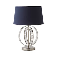 ValueLights Rothwell Silver Table Lamp Blue Shade