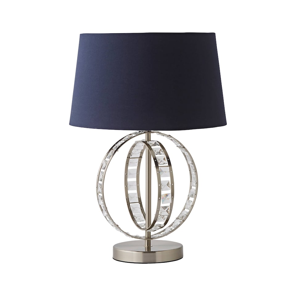 image 1 of ValueLights Rothwell Silver Table Lamp Blue Shade