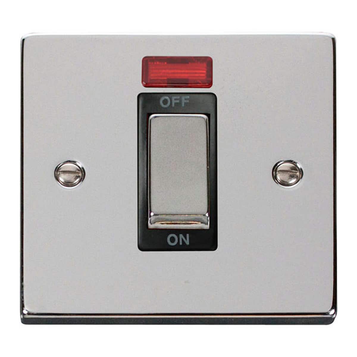 SE HOME Polished Chrome 1 Gang Ingot Size 45A Switch With Neon Chrome Polished Chrome