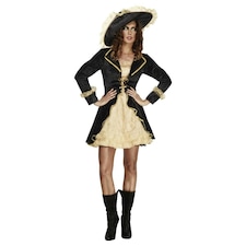 Fever Womens/Ladies Swashbuckler Costume - Black/Sand - L | Multi | L