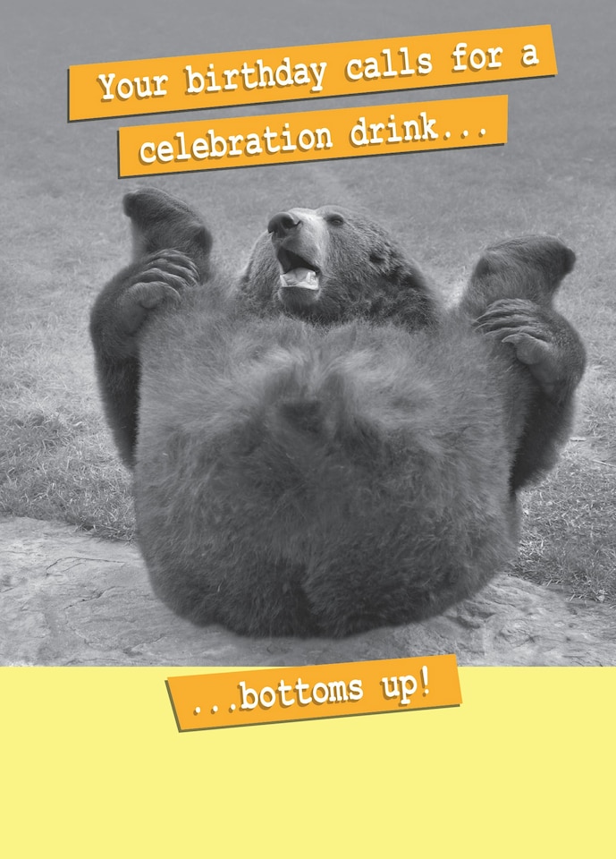 image 1 of Bottoms Up! Funny Birthday Card