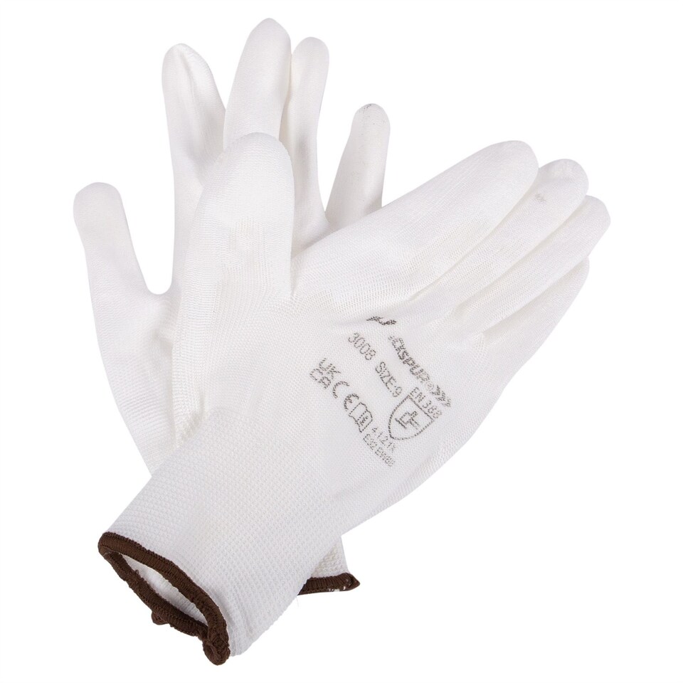 Blackspur Lightweight Painters PU Gripper Gloves - XL - White