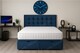 image 2 of Cube Ottoman Blue Plush Velvet 5ft Kingsize Foot Lift Bed Headboard and Mattress Set