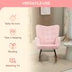 image 5 of HOMCOM Wingback Rocking Chair for Nursing w/ Steel Frame Pink