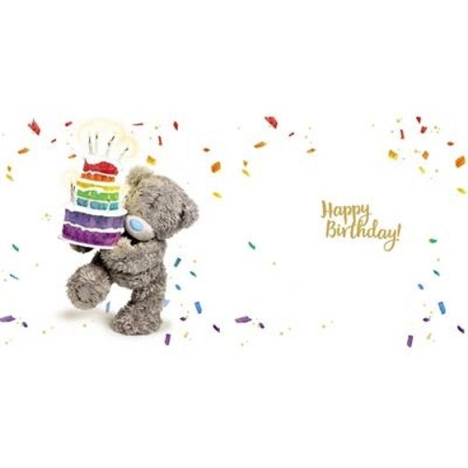 image 1 of Bear With Cake 3D Holographic Birthday Cake Card