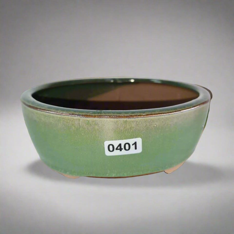 Yorkshire Bonsai 13cm Glazed Bonsai Pot Oval 13cm x 10cm x 5cm Green
