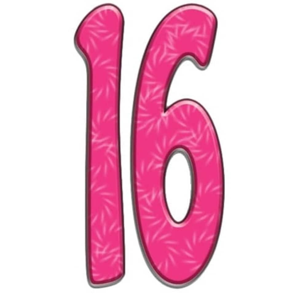 Number 16 Hot Pink Lifesize Cardboard Cutout 173cm