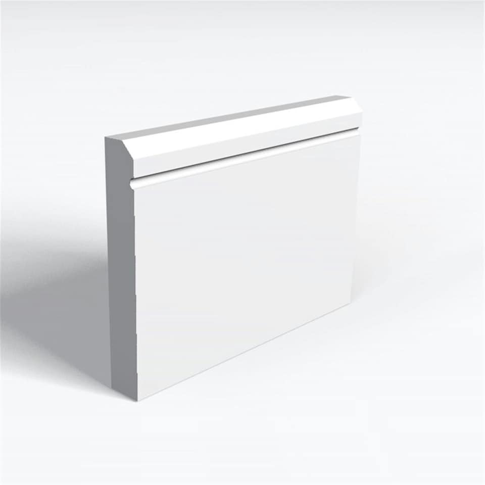 Pack of 10 (Total 10 Units) - MR MDF Primed Chamfered 1 Drip Skirting Board & Rebate - 18mm(T) x 144mm(H) x 3050mm(L)