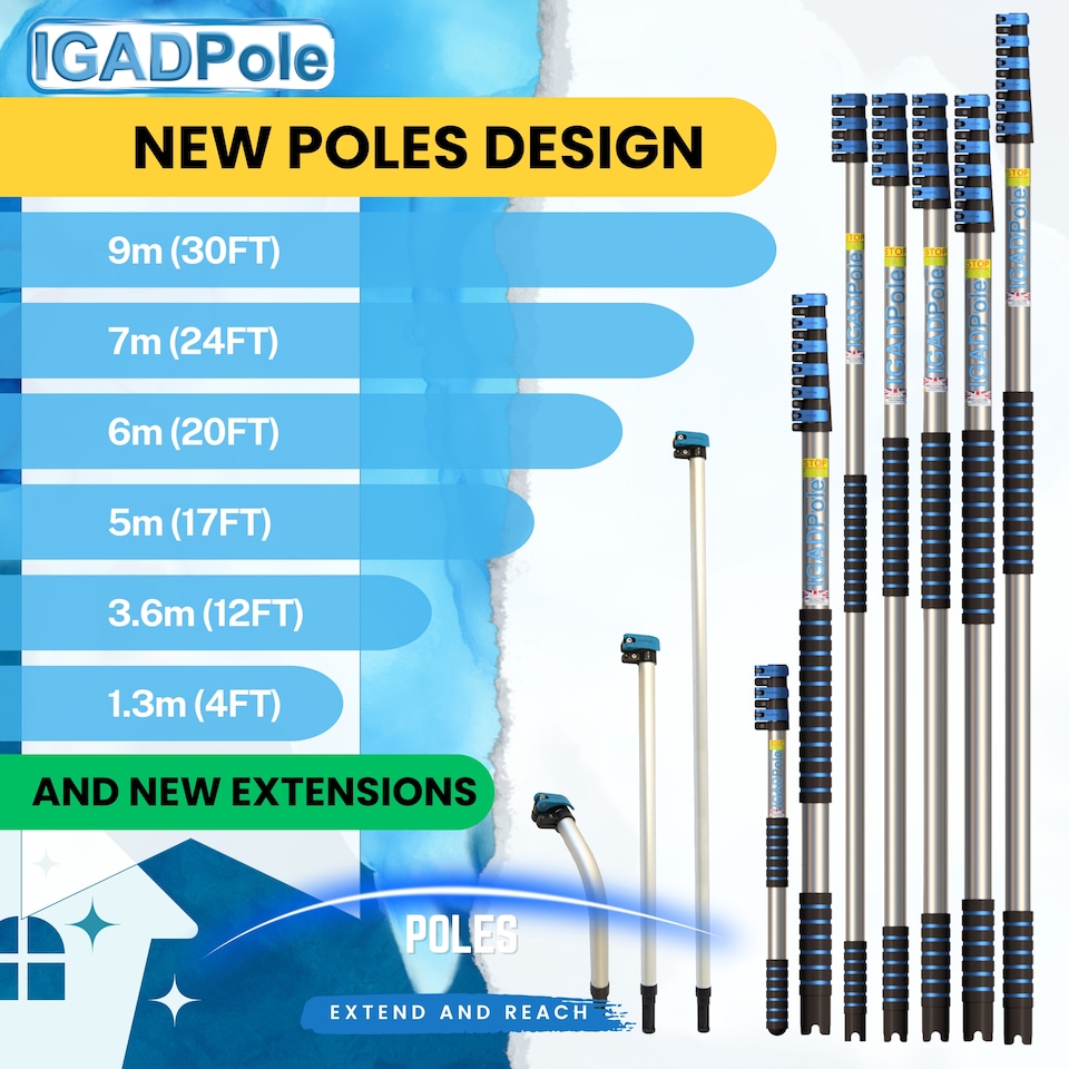 image 1 of IGADPole Water-fed Brush, Cobweb Duster and 10"(25cm) Squeegee (No Pole Included)