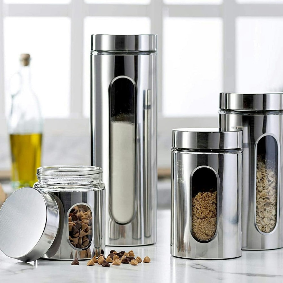 image 1 of Living and Home Set of 4 Stainless Steel Food Storage Containers