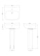 image 2 of 1 Tap Hole Ceramic Basin & Full Pedestal, Square Bathroom Sink, 500mm | White | White | 400 x 500 x 805mm