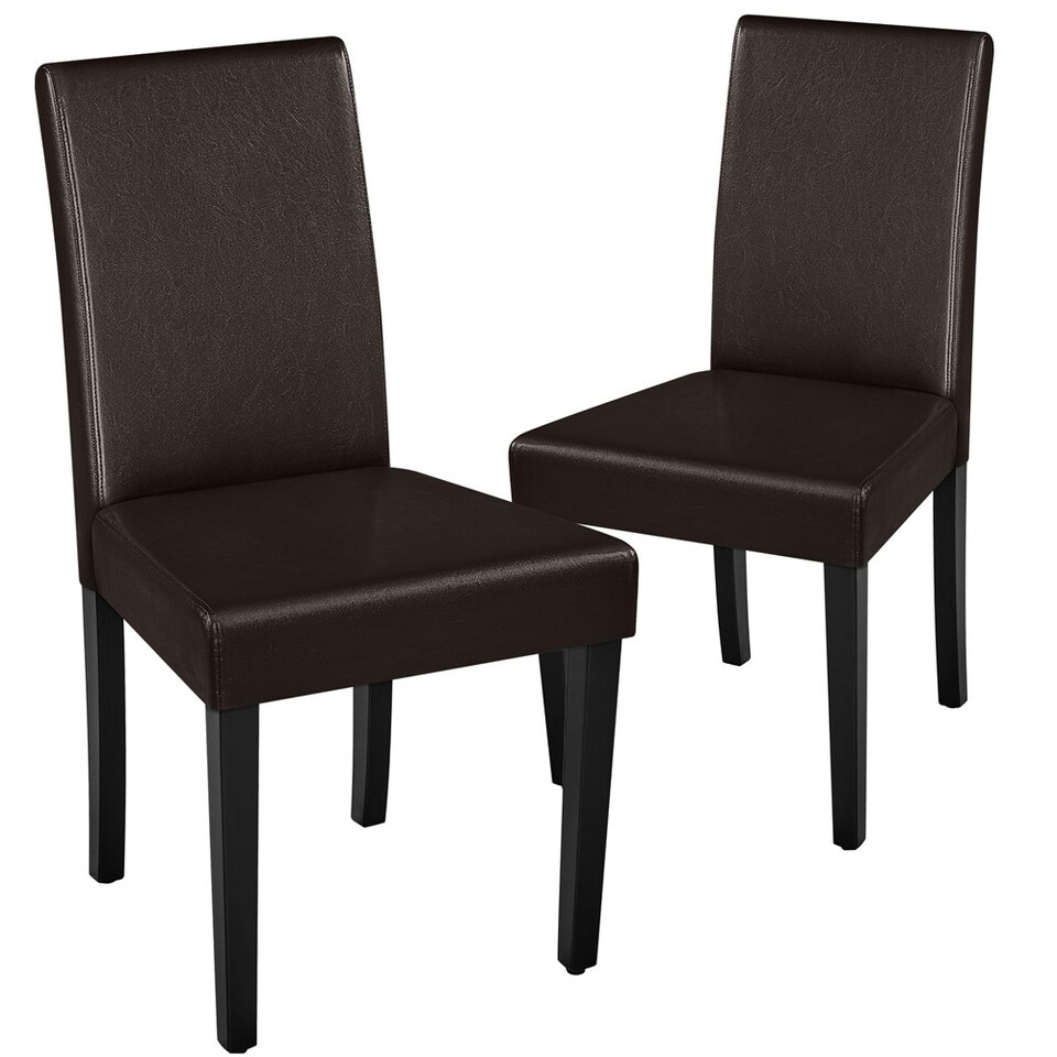 image 1 of Yaheetech Set of 4 Fabric Upholstered Dining Chairs Brown | Dark Brown