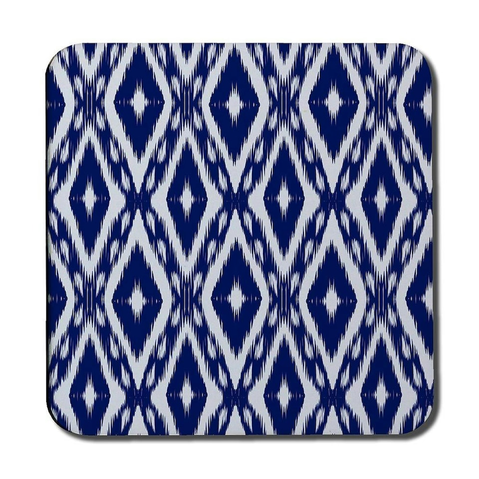 image 1 of Tribal Art Ikat Ogee in traditional classic blue (Coaster)