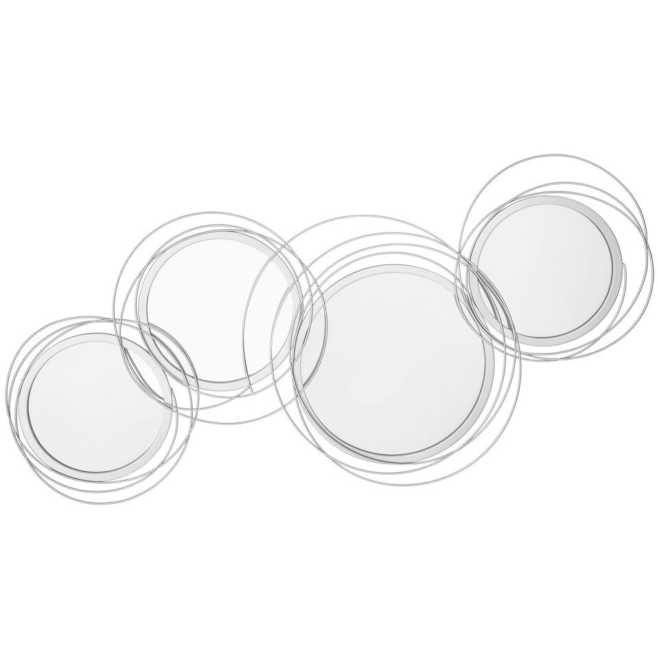 image 1 of HOMCOM Metal Wall Art Decorative Mirror Decor Modern Wall Sculpture, Silver Gold