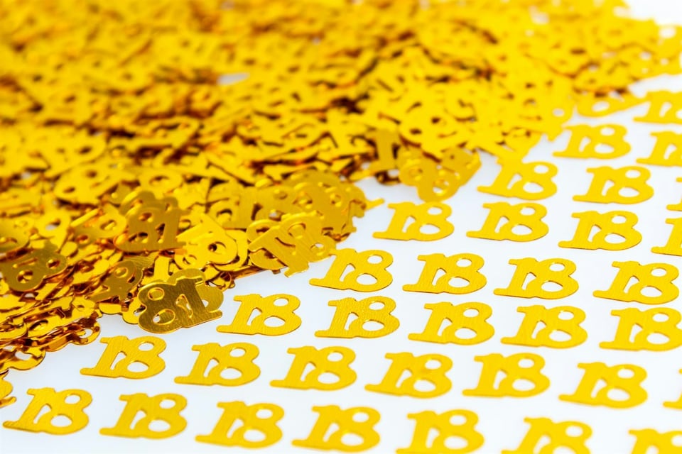 image 1 of 18th Birthday Confetti Gold 2 pack x 14 grams birthday decoration Foil Metallic 2 pack