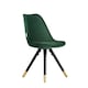 image 1 of Single Sofia Ergonomic Modern Dining Chair Upholstered in Velvet, Metal Legs with Gold End Tips | Green