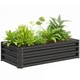 image 1 of Outsunny Raised Garden Bed Elevated Planter Box for Flowers Grey