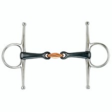 Shires Sweet Iron Lozenge Horse Full Cheek Snaffle Bit - Black/Silver - 5.5in