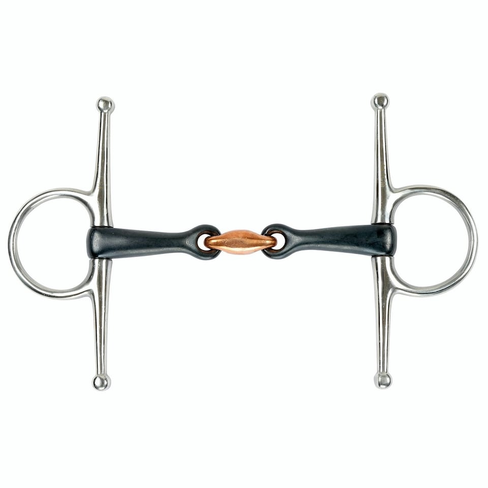 Shires Sweet Iron Lozenge Horse Full Cheek Snaffle Bit - Black/Silver - 5.5in