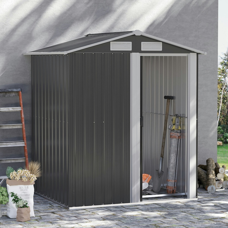 image 1 of Outsunny 5ft x 4.3ft Outdoor Metal Storage Shed with Sliding Door