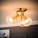 image 3 of ValueLights Calpe 3 Way Brass Ceiling Spotlight Ribbed Clear Shades | Bronze