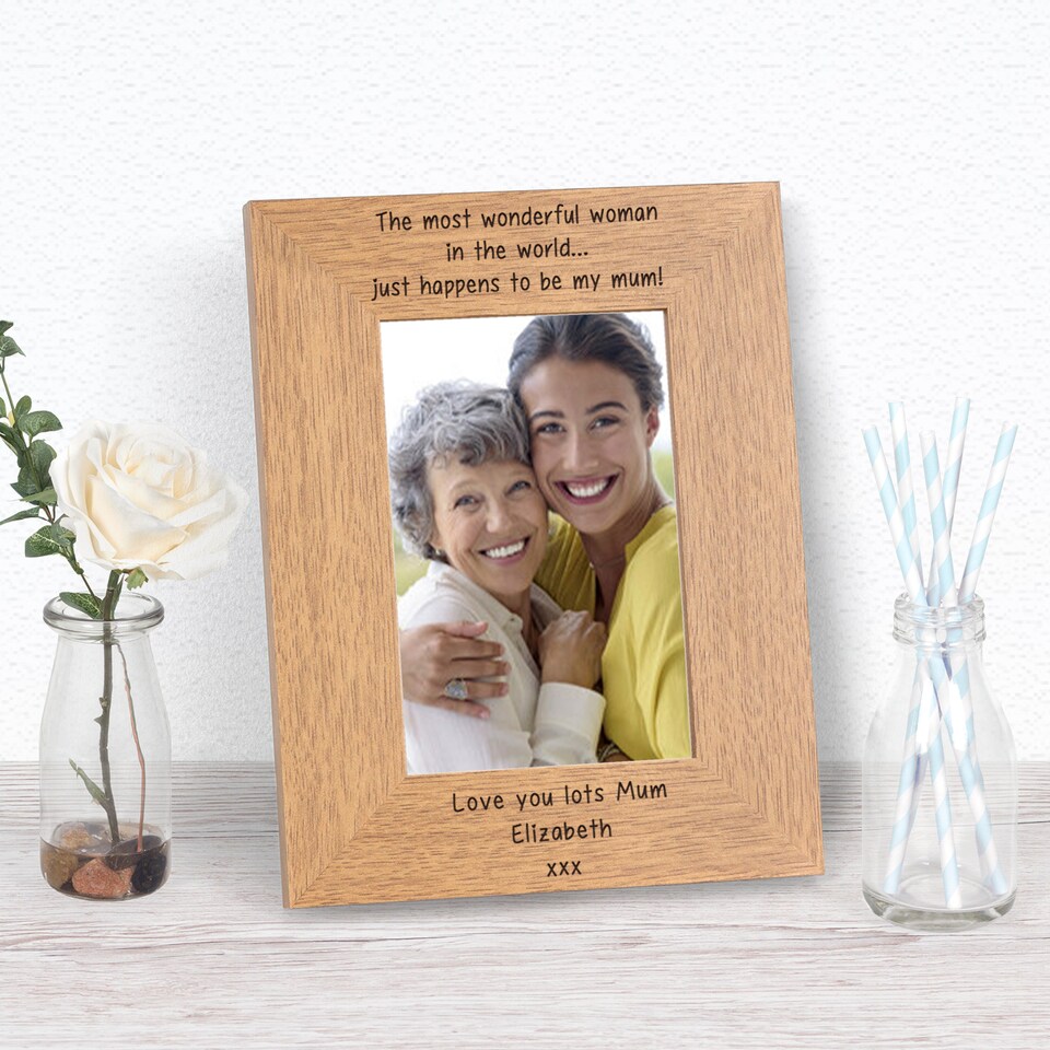 image 1 of Personalised The most wonderful woman in the world Wood Picture Frame 6 x 4 Mum