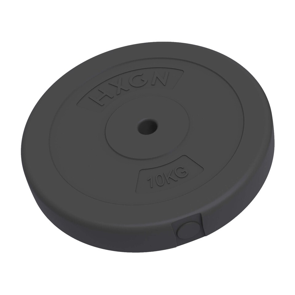 image 1 of HXGN 2 x 10kg Standard 1" Vinyl-Coated Weight Plates, Pair (25 mm Centre Hole, Black) | Multi | BLACK | 9483