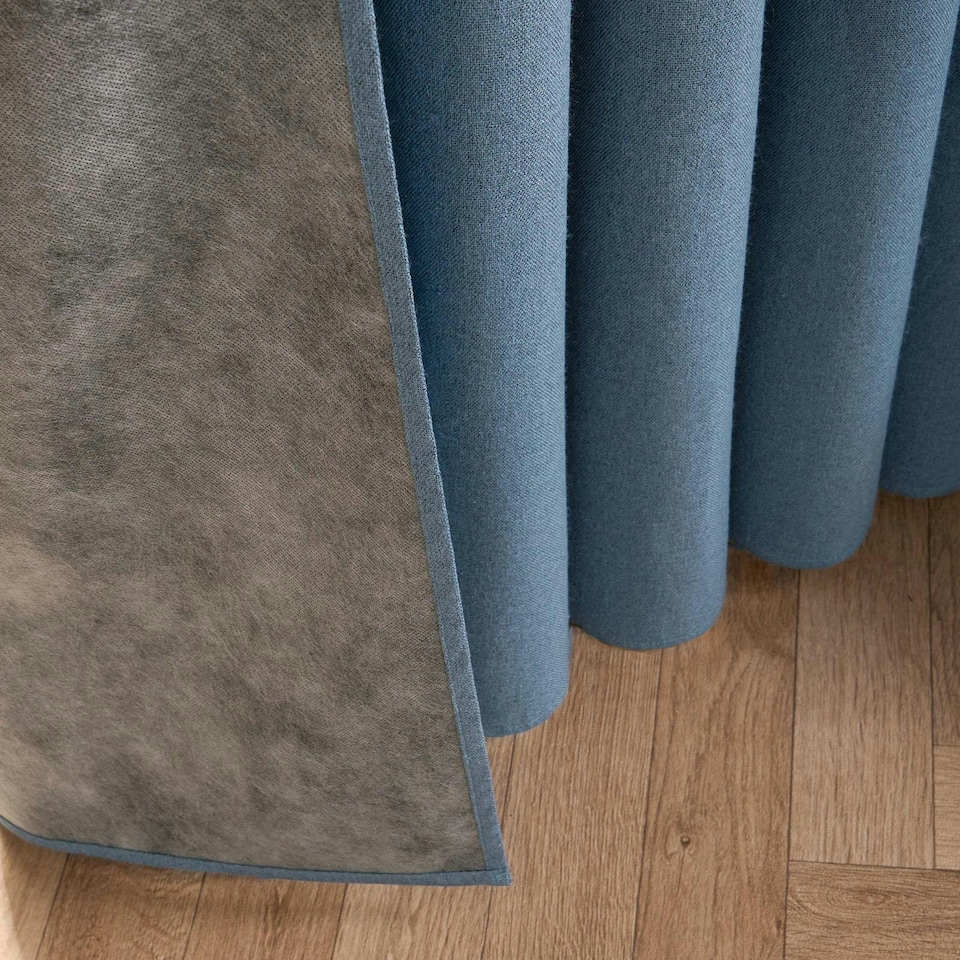 image 1 of OHS Woven Textured Blackout Eyelet Curtains, 46x54" - Blue